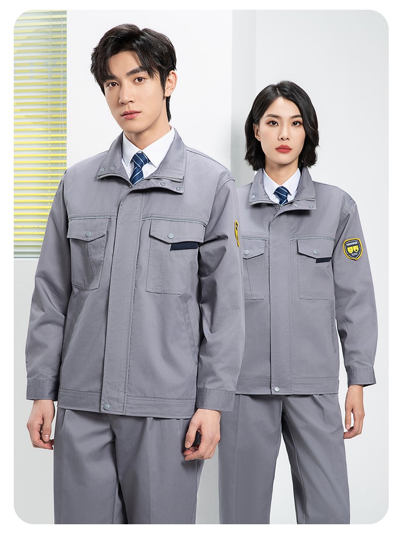 YJ-1302 防静电防酸碱工作服套装男春秋化工厂反光条耐磨工装劳保服定制(图21)