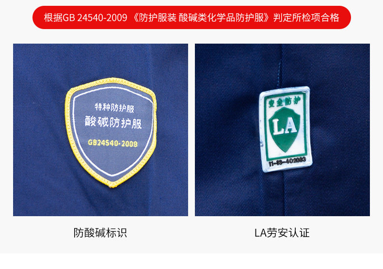 TZ011 世界杯官方网站防静电防酸碱蓝白大褂定制车间实验室防护服耐腐蚀工 作服印字(图3)