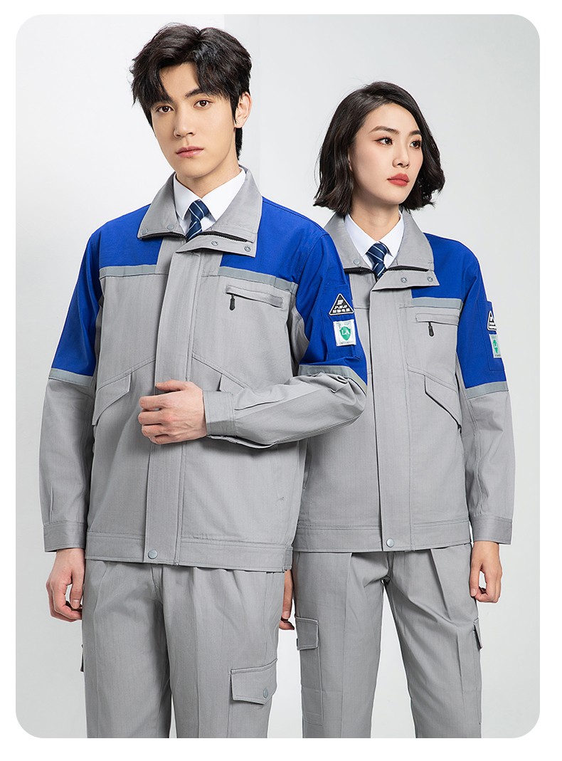 YJ-8007 防静电工作服男纯棉拼色套装春秋汽车机修服车间工厂劳保服定制(图23)